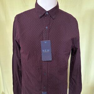 NWT Cactus Man Ricky Singh Men's Maroon Dot LS Button Front Shirt Small MSRP $58